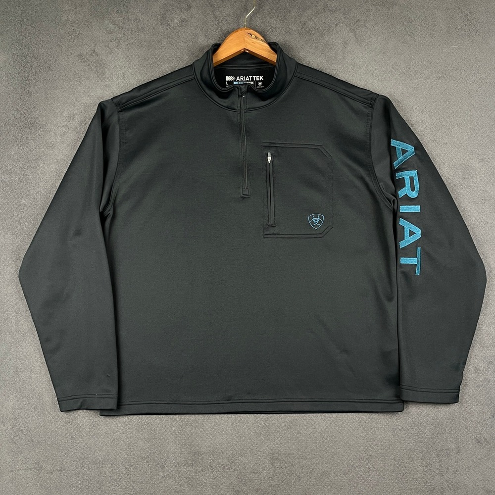 Ariat Tek Team 1/4 Zip Sweatshirt Mens L Black Cold Series 10038843 Performance